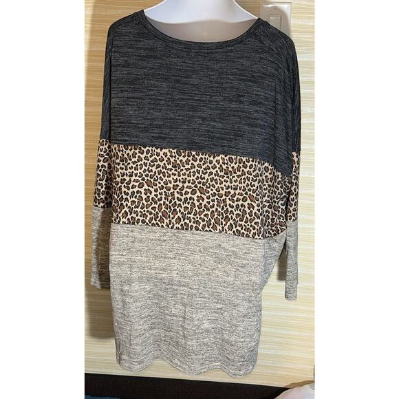 UMGEE USA Women's Color Block Cheetah Tunic 1X 1XL 0634 - Picture 4 of 5